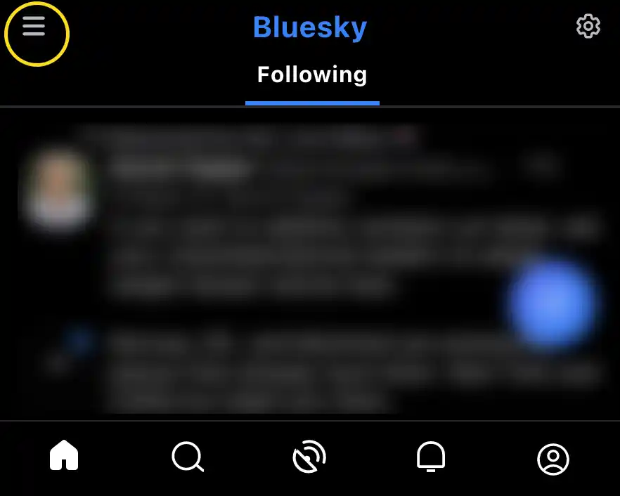 Screenshot of main page of Bluesky app