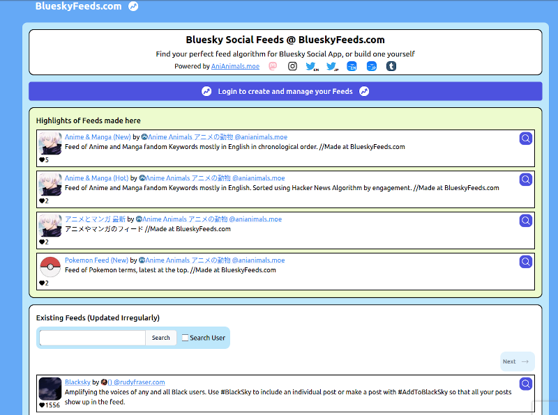 BlueskyFeeds.com in 2023